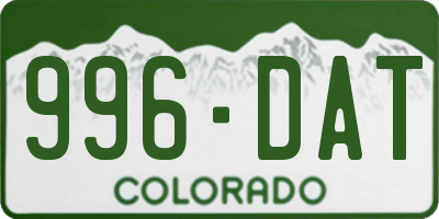 CO license plate 996DAT