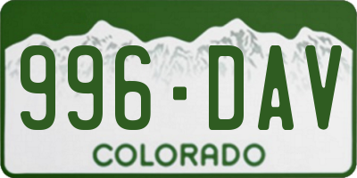 CO license plate 996DAV