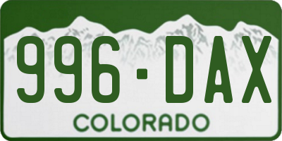 CO license plate 996DAX