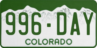 CO license plate 996DAY