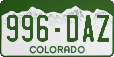 CO license plate 996DAZ