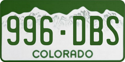 CO license plate 996DBS