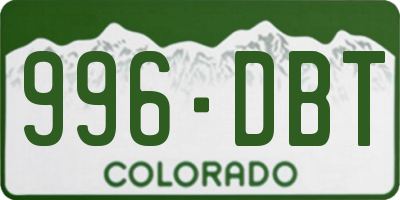 CO license plate 996DBT