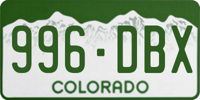 CO license plate 996DBX