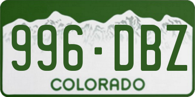 CO license plate 996DBZ
