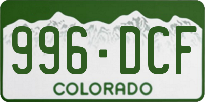 CO license plate 996DCF