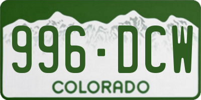 CO license plate 996DCW