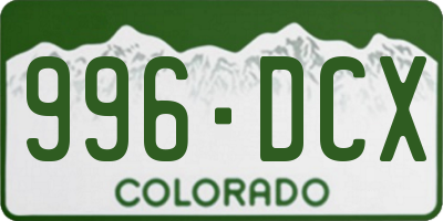 CO license plate 996DCX