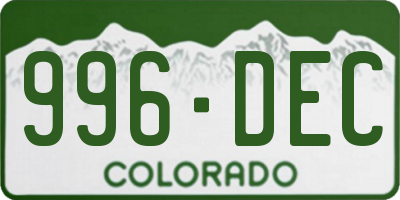 CO license plate 996DEC