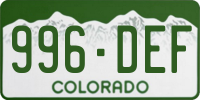 CO license plate 996DEF