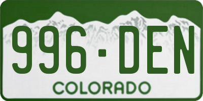 CO license plate 996DEN