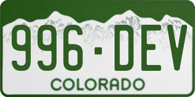 CO license plate 996DEV