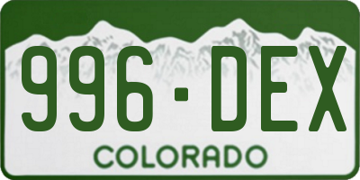 CO license plate 996DEX
