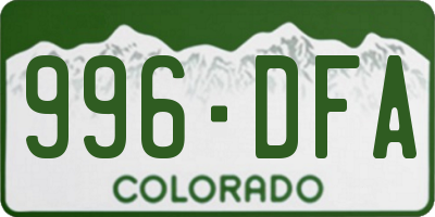CO license plate 996DFA