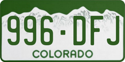 CO license plate 996DFJ