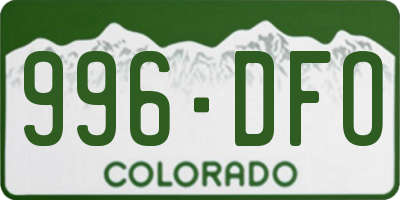 CO license plate 996DFO