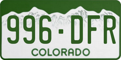 CO license plate 996DFR