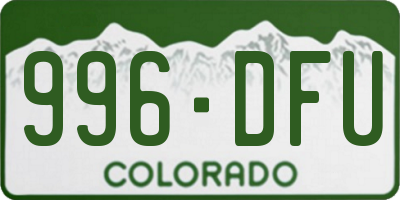 CO license plate 996DFU