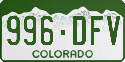 CO license plate 996DFV