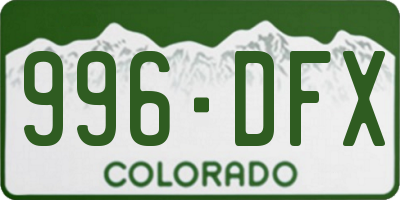 CO license plate 996DFX