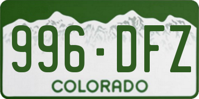 CO license plate 996DFZ