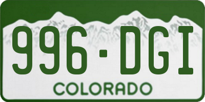 CO license plate 996DGI