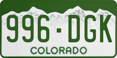 CO license plate 996DGK