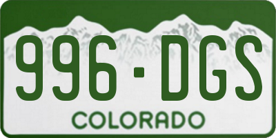 CO license plate 996DGS