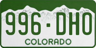 CO license plate 996DHO