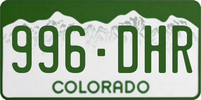 CO license plate 996DHR