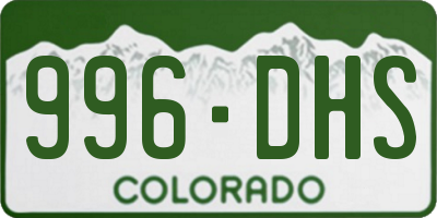 CO license plate 996DHS