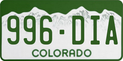 CO license plate 996DIA