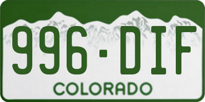 CO license plate 996DIF