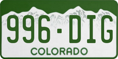 CO license plate 996DIG