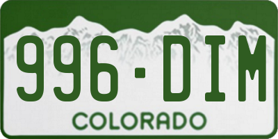 CO license plate 996DIM