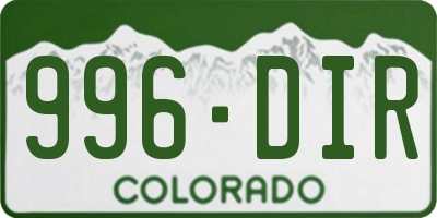 CO license plate 996DIR
