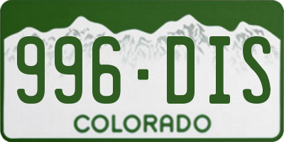 CO license plate 996DIS