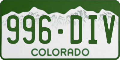 CO license plate 996DIV