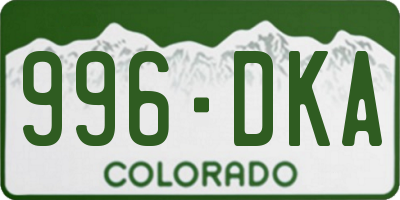 CO license plate 996DKA