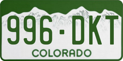 CO license plate 996DKT