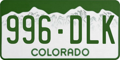 CO license plate 996DLK