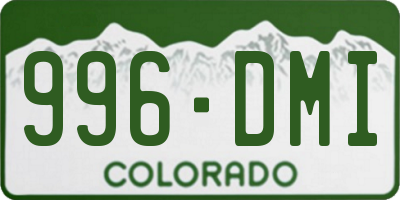 CO license plate 996DMI