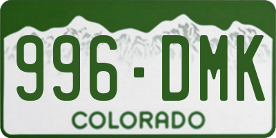 CO license plate 996DMK