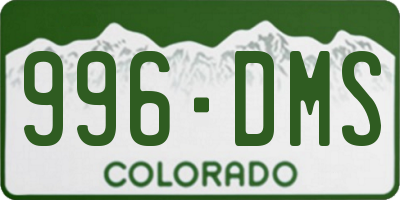 CO license plate 996DMS