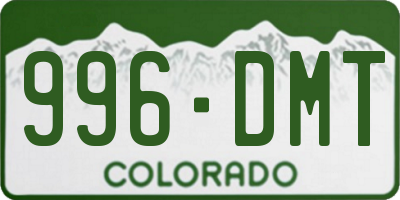 CO license plate 996DMT