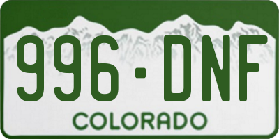 CO license plate 996DNF