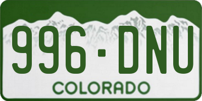 CO license plate 996DNU
