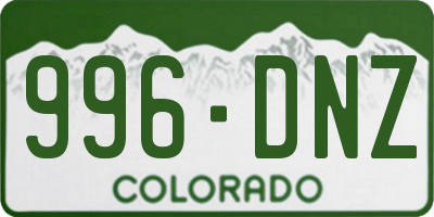 CO license plate 996DNZ