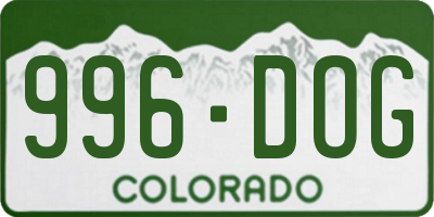 CO license plate 996DOG