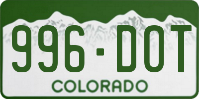 CO license plate 996DOT